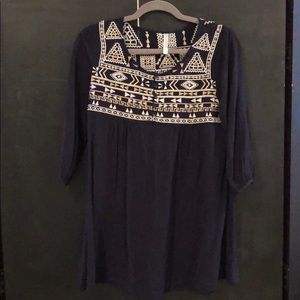 Navy embroidered top
